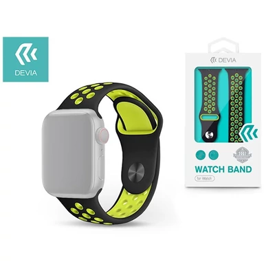 Devia ST325007 Apple Watch fekete/sárga szilikon sport óraszíj