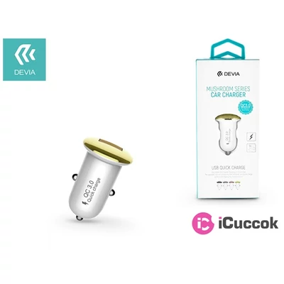 Devia ST326073 Mushroom QC3.0 18W univerzális USB arany autós gyorstöltő