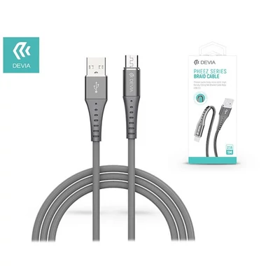 Devia ST329388 Braid 2,1A ezüst micro USB adat- és töltőkábel