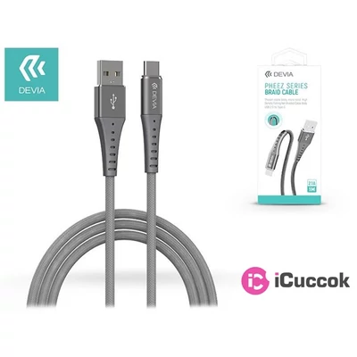 Devia ST329401 Braid 2,1A ezüst Type-C adat- és töltőkábel