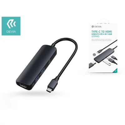 Devia ST329449 Leopard 4in1 HUB 1xUSB Type-C PD/ 2x USB 3.0/ 1x HDMI elosztó átalakító adapter