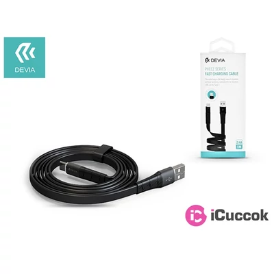 Devia ST331237 Devia Pheez flat fekete USB Type-C lapos adat- töltőkábel