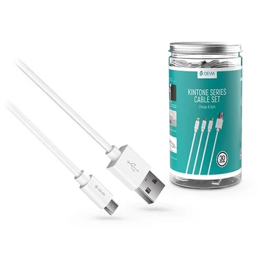 Devia ST331893 Kintone (30 db/csomag) fehér micro USB adat- és töltőkábel