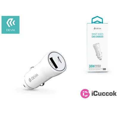 Devia ST332081 Devia Smart dual port PD/USB Type-C- USB qc 3.0 kimentekkel autós gyorstöltő