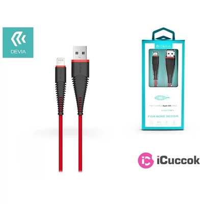 Devia ST993610 Fish1 piros 1,5m Lighting adat- töltőkábel