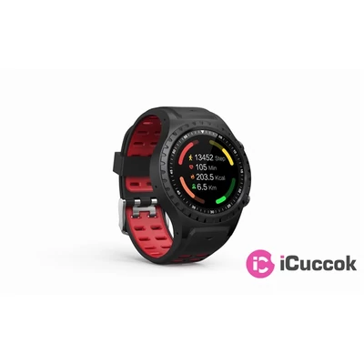 EVOLVEO SportWatch M1S GPS-es fekete/piros okos sportóra