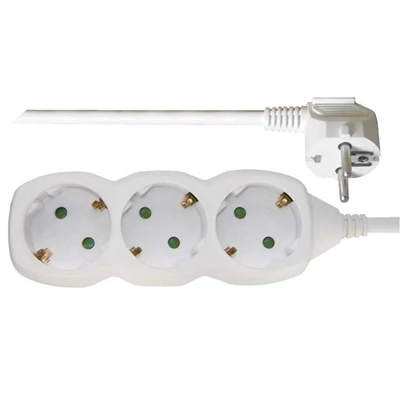 Emos P0323 3 aljzat 3méter 1mm2 kapcsoló nélküli fehér hosszabbító