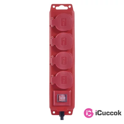 Emos P14251 4 aljzat 5méter 1,5mm2 kapcsolós piros kültéri hosszabbító