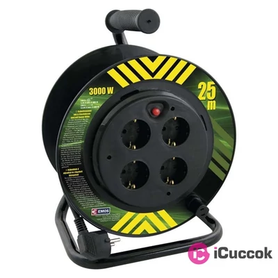 Emos P19427 kábeldob 3x1,5mm2 25m-es kábellel 4 aljzat