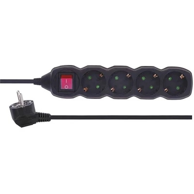 Emos PC1425 4 aljzat 5méter 1mm2 kapcsolós fekete hosszabbító