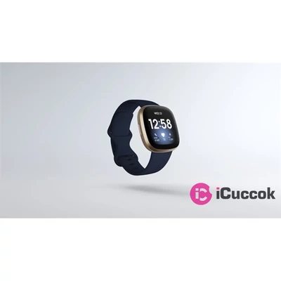 Fitbit Versa 3 aluminium éjkék-bársonyos arany okosóra