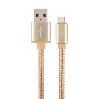Gembird 1,8m USB Type-C 2.0 apa - USB 2.0 A apa fonott arany kábel