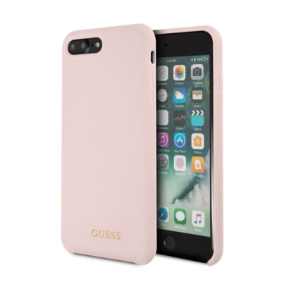 Guess szilikon, iPhone 8 Plus világos arany/pink logós tok