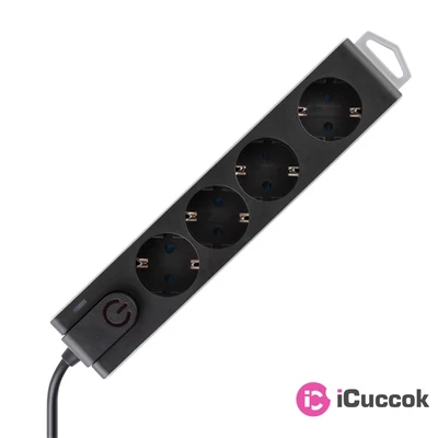 HOME NVT 4K-3/BK 3m fekete 4 aljzatos túlfeszültségvédett elosztó