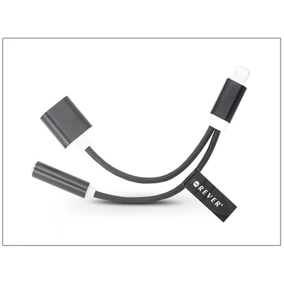 Haffner PT-3934 Lightning - 3.5mm Jack audio + Lightning csatlakozós fekete adapter