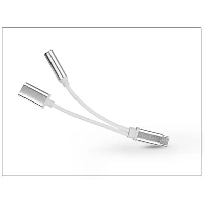 Haffner PT-4463 Type-C - 3.5mm Jack audio + Type-C csatlakozós fehér adapter