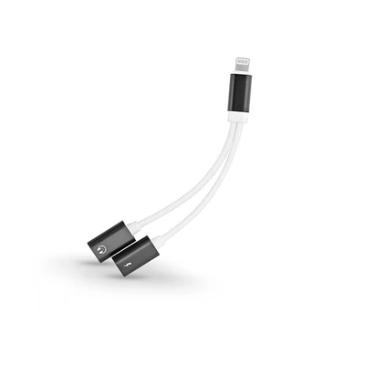 Haffner PT-4697 Lightning - lightning audio + töltő adapter - 2in1 - fekete/fehér