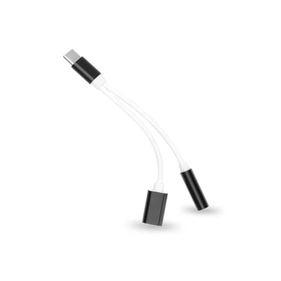 Haffner PT-4851 Type-C - 3.5mm Jack audio + Type-C csatlakozós fekete/fehér adapter