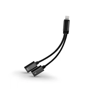 Haffner PT-5712 Lightning fekete audio és töltő adapter