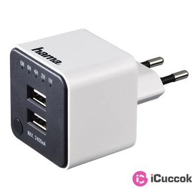 Hama 121987 2xUSB 2,4A időzítős hálózati töltő