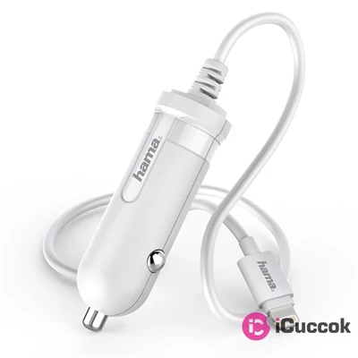 Hama 178303 iPad/iPhone Lightning (MFI) 2,4A fehér autós töltő