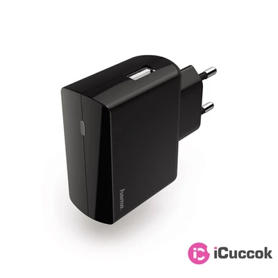 Hama 183258 USB 2,4A fekete hálózati töltő