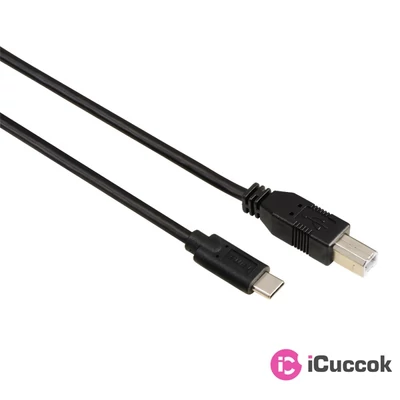 Hama USB Type-C - USB B 1,8m fekete adatkábel