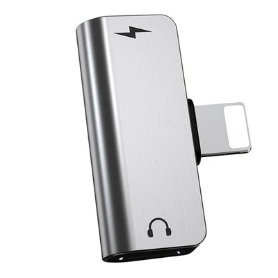 Hoco HOC0077 LS24 Lightning/Lightning ezüst audio adapter