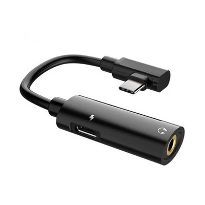 Hoco LS19 USB Type-C/3,5mm Jack fekete 2in1 adapter