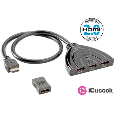 Inakustik 0032450314 Star 4K Switch 18 Gbps High Speed 1x HDMI 2.0 apa - 2x HDMI 2.0 anya kábel