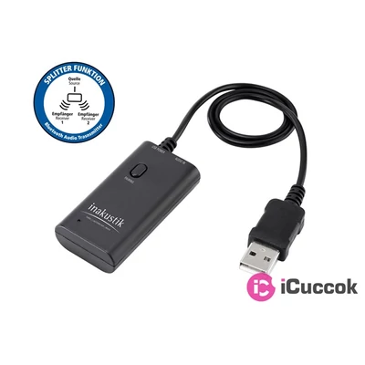 Inakustik 00415009 Premium fekete Bluetooth adó és elosztó
