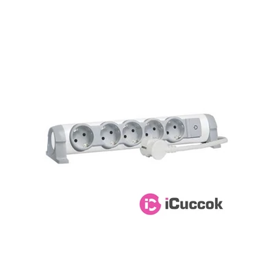 Legrand 694632 CON 3m vezetékkel fehér-szürke 5x2P+F elosztósor