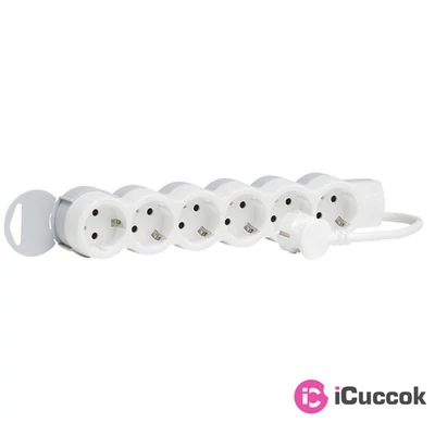 Legrand 695016 ST 1,5m vezetékkel fehér-szürke 6x2P+F elosztósor