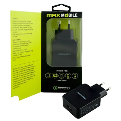 Max Mobile QUALCOMM 3.0 ultra gyors fekete hálózati töltő
