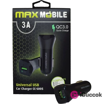 Max Mobile Qualcomm 3A autós univerzális fekete autós gyorstöltő