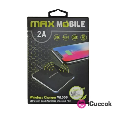 Max Mobile WL-009 2A Qi fekete vezeték nélküli gyorstöltő