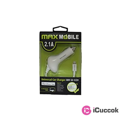 Max Mobile iPhone 2,1A fehér Lightning autós töltő