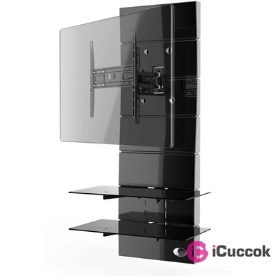Meliconi Ghost Design 3000 Rotation dönthető, forgatható fekete TV állvány rendszer