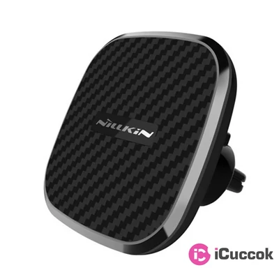 Nillkin NL154902 Qi 2A fekete szellőzőrácsba illeszthető vezeték nélküli autós töltő és tartó