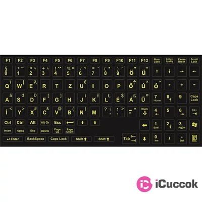 PRC zöld betű fekete alapon magyar billentyűzet matrica