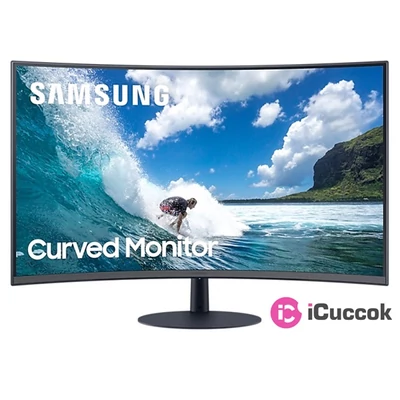 Samsung 27" C27T550FDR LED HDMI Display port ívelt kijelzős kékes sötétszürke monitor