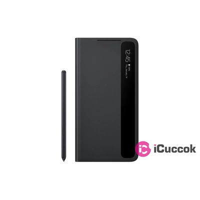 Samsung OSAM-EF-ZG99PCBEG Galaxy S21 Ultra clear view fekete oldalra nyíló tok érintőceruzával