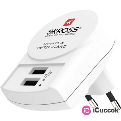 Skross 2xA típusú bemenettel USB töltő