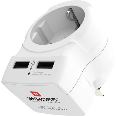 Skross beépített USB töltővel az Egyesült Királyságba utazóknak csatlakozó átalakító