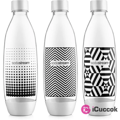 Sodastream Bottle Jet 3x1l fekete-fehér szénsavasító flakon