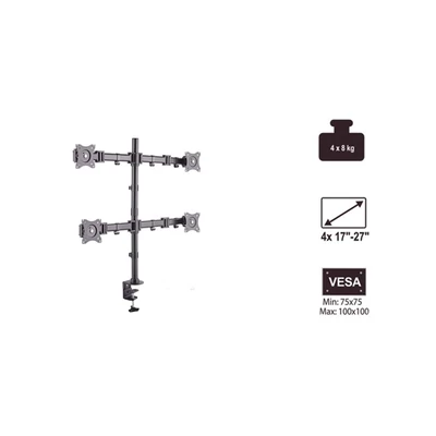 Stell SOS 1040 13"-27" VESA 100x100 Quad asztali monitor tartó konzol