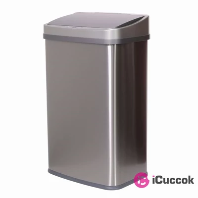 TOO 50 literes rozsdamentes acél szenzoros szemetes - fekete fedővel