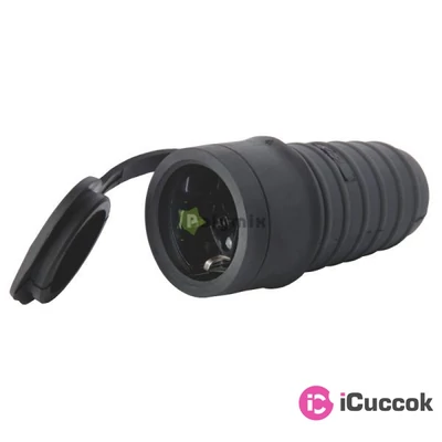 Tracon TICS-212G 2P+F Gumi csapfedeles csatlakozóaljzat oldalsó védőérintkezővel