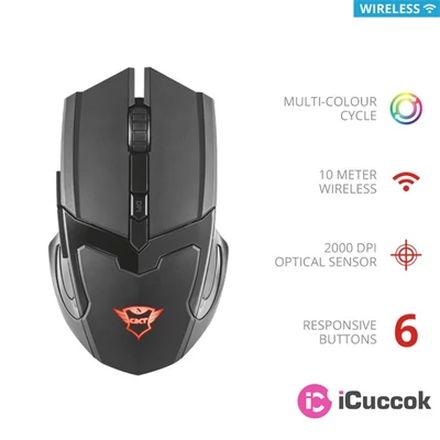 Trust GXT 103 Gav vezeték nélküli fekete gamer egér