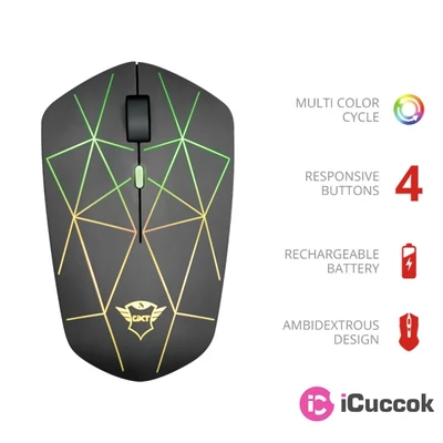 Trust GXT 117 Strike vezeték nélküli fekete gamer egér